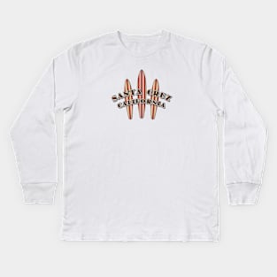 Santa Cruz California with three Surfboards Fan Logo Pack Sticker Lite Kids Long Sleeve T-Shirt